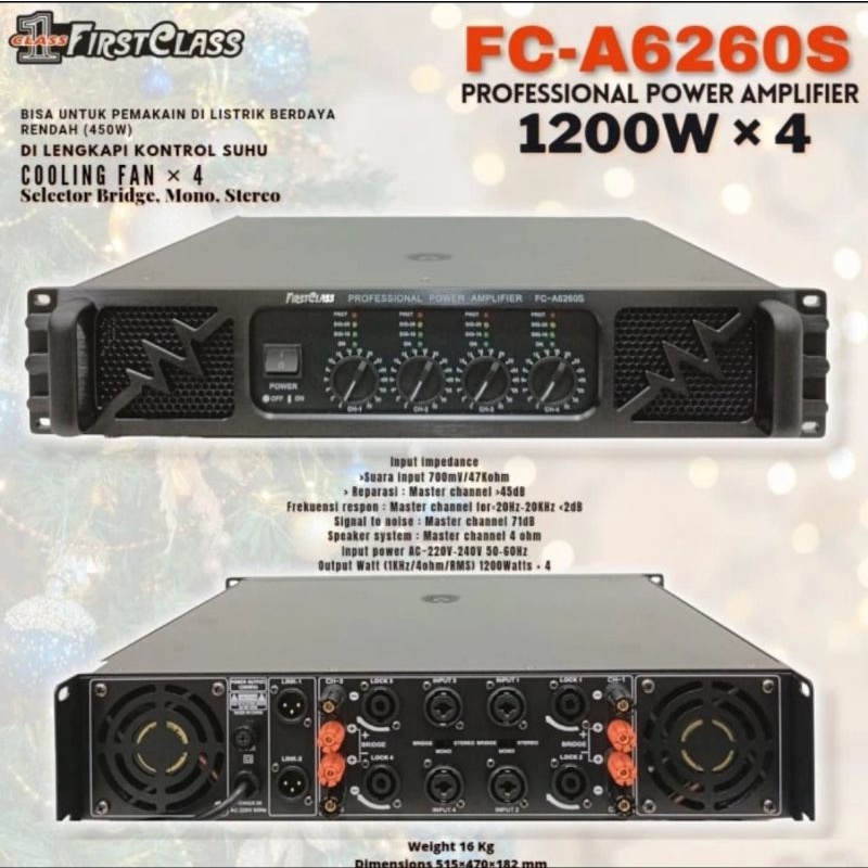 PROFESSIONAL POWER AMPLIFIER FIRSTCLASS FC A-6260S | FCA6260S