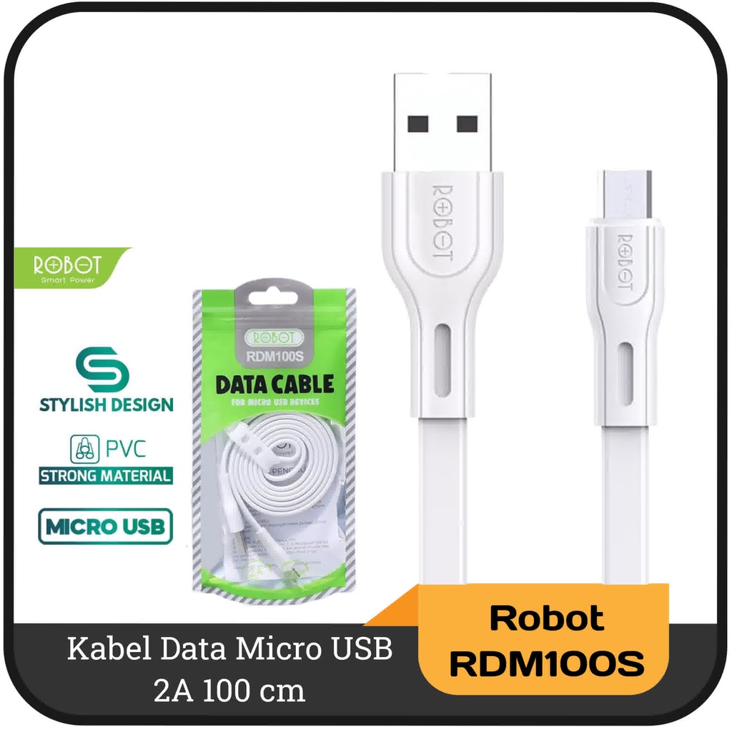 Kabel Data Micro USB Robot RDM100S 2A 100CM - White