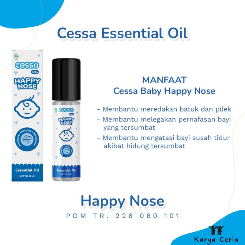 Cessa Biru Happy Nose - Essential Oil Pereda batuk dan Pilek Membantu Melegakan Pernapasan Bayi