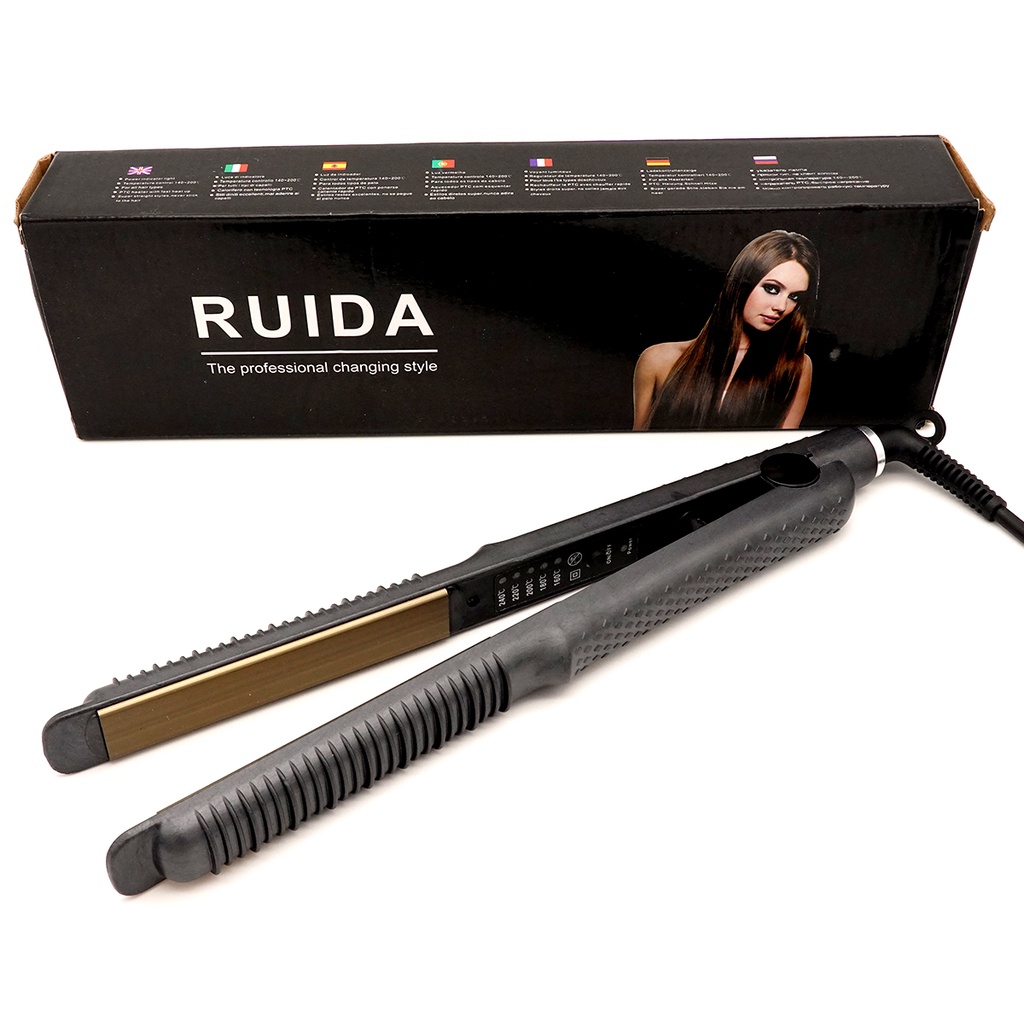 Catok 2in1 RUIDA Tourmaline Black curly lurus Catokan Pelurus Pengeriting rambut 2 in