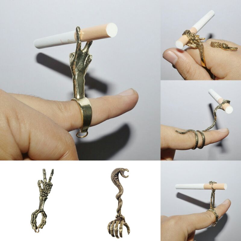 Holder rokok Cincin pria tengkorak naga punk style men ring animal dragon spirit series