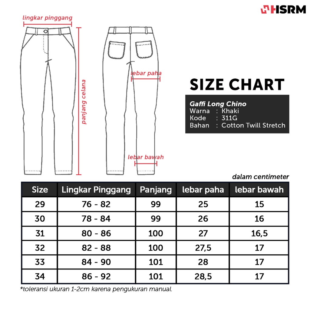 HSRM Celana Gaffi Long Chino Khaki 311 G