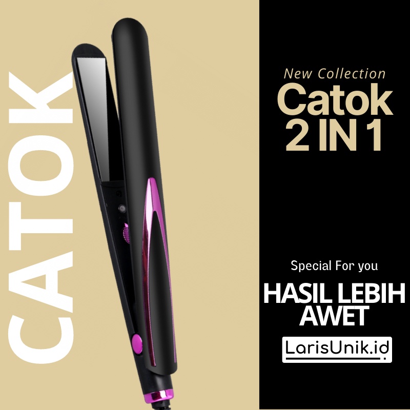 Alat Catokan Pelurus Dan Curly Rambut Salon Catok Catokkan Carokan Cantok Centokan Setrika Styling Curly Kerli Keriting Kriting Pengeriting Pengriting Pengkriting Rambut Permanen Keramik Ion Bagus Otomatis Mini Terbaru Ori Hitam