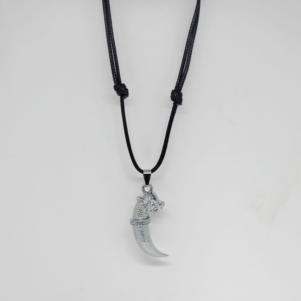 Iqbal Harapan Kalung Tali Bandul Taring Pria Kalung Keren