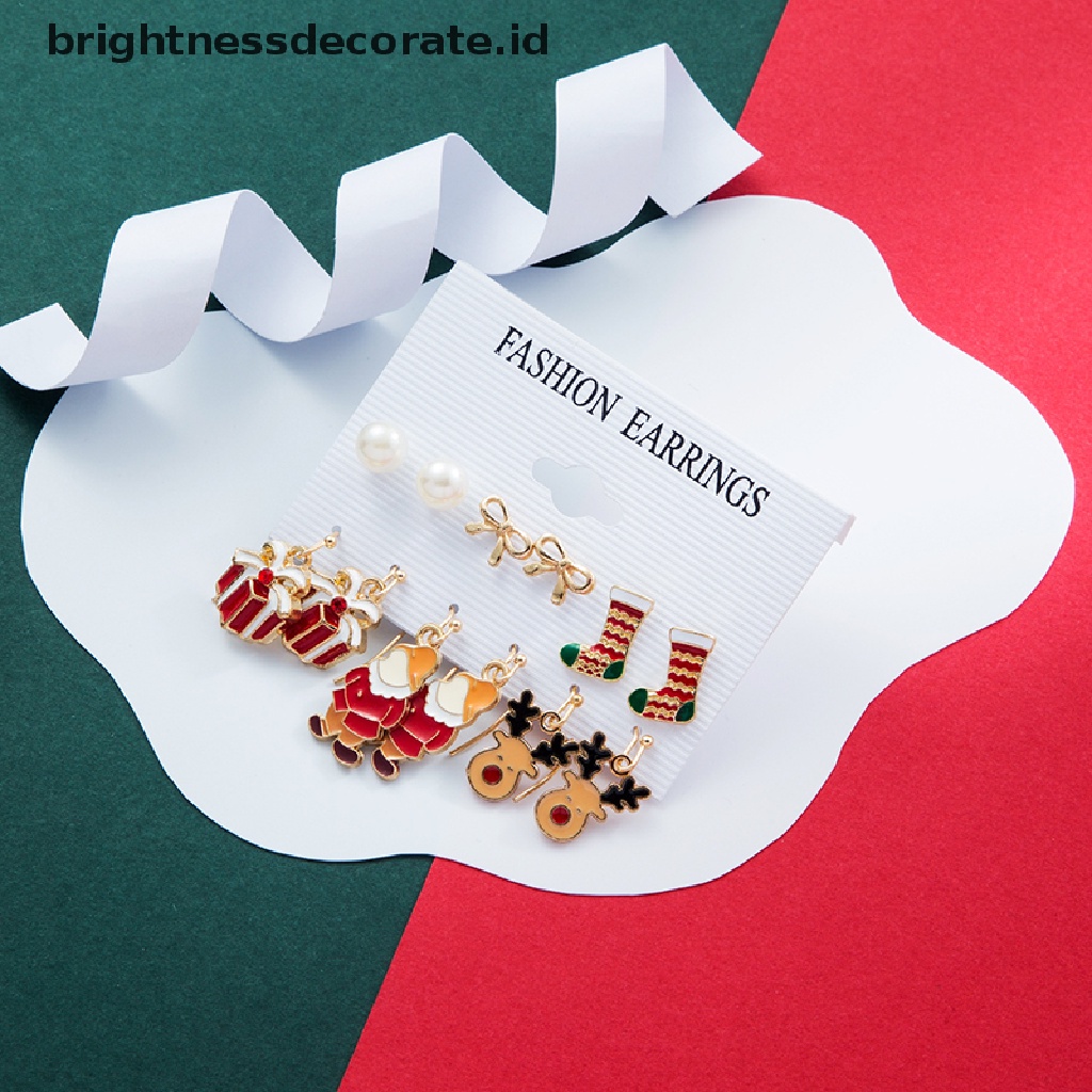 [Birth] 6pasang Giwang Telinga Natal Anting Pohon Christma Snowman2022 Merry Christmas Decor Kado Anak Perempuan Happy New Year2023 [ID]