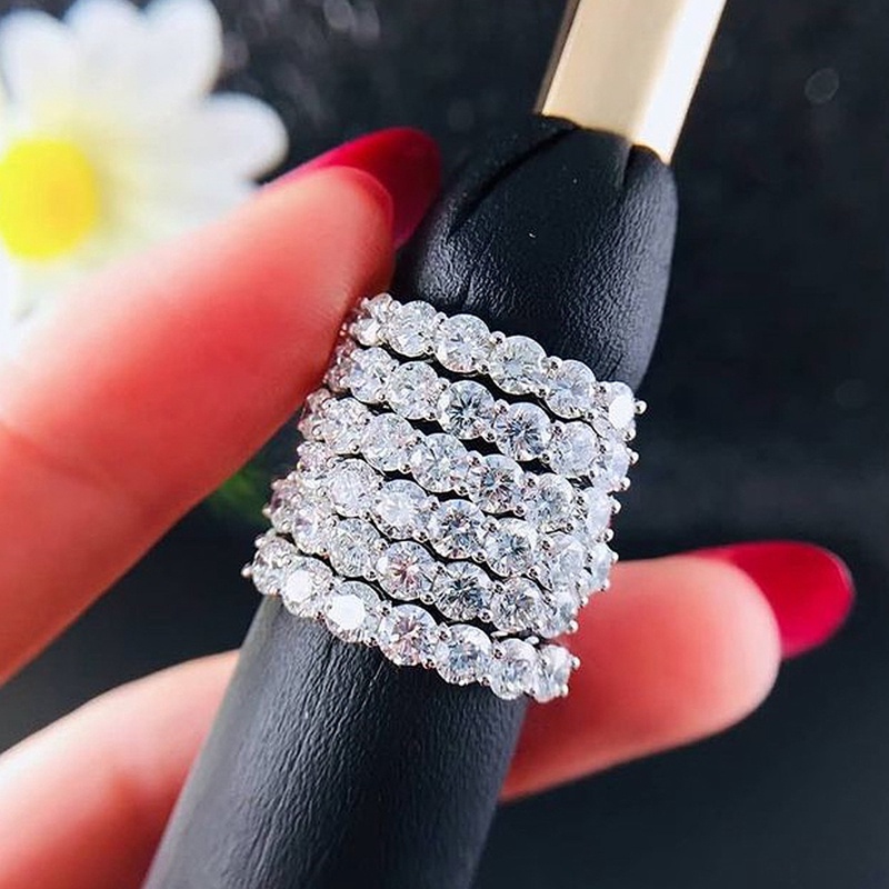 Mempesona Cubic Zirconia Rings Tunangan Jari Aksesoris Untuk Wanita Kualitas Tinggi Warna Perak Band Baru Fashion Perhiasan