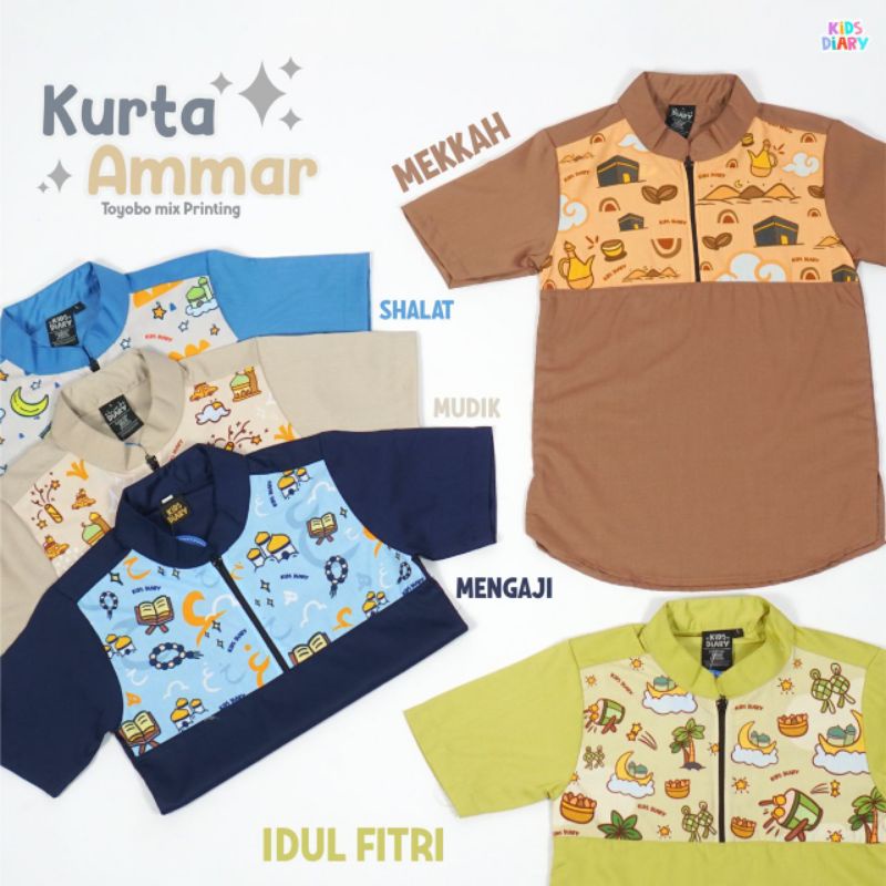 Kurta Ammar Baju Koko Anak Laki-Laki Motif Beragam