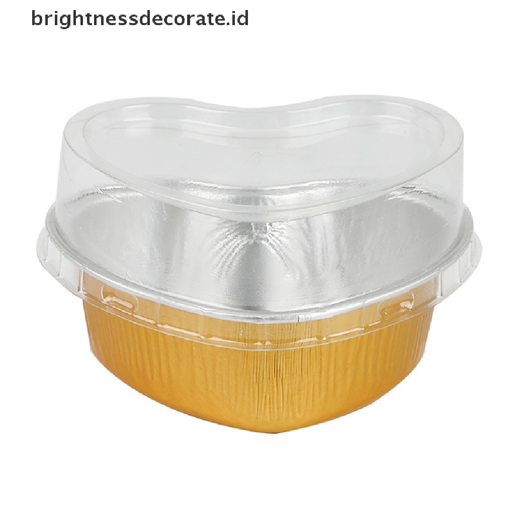 [Birth] 10pcs Loyang Kue Aluminium Foil Bentuk Hati Cupcake Cup Dengan Tutup 3.4 Ons [ID]