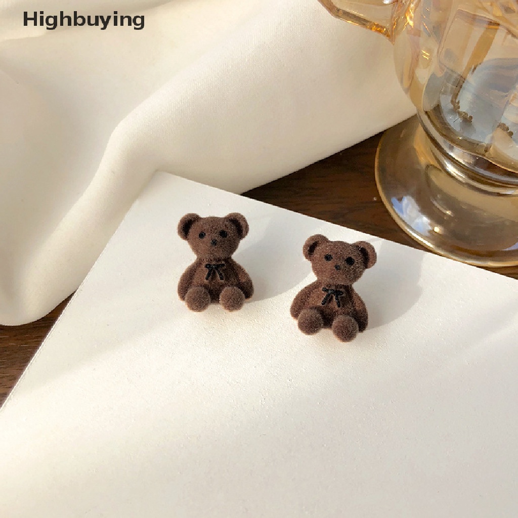 Hbid Lucu Pluffy Anting Beruang Mewah Untuk Wanita Berbulu Hewan Drop Earrings Perhiasan Glory