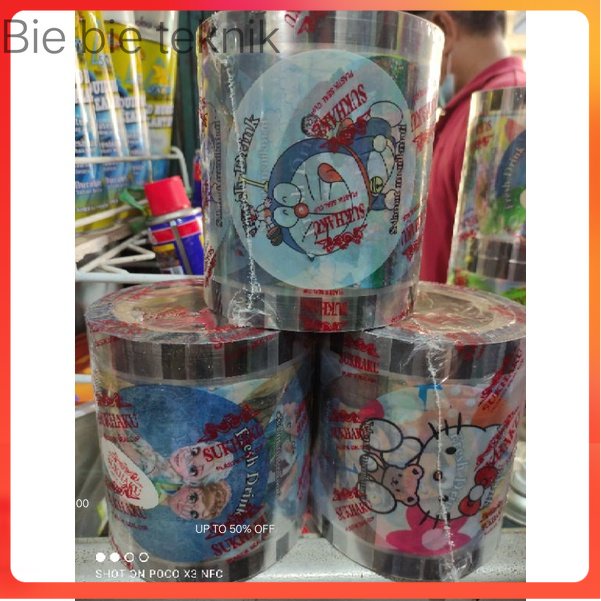 

plastik cup sealer motif /plastik press gelas 1roll isi +- 1000gelas . Bie bie Teknik