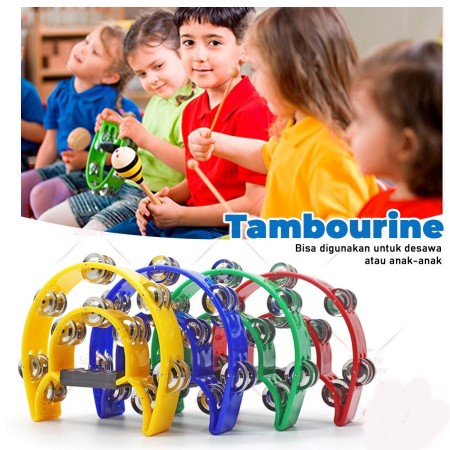 YUN MALL Alat Musik Tamborin Tambourine Double Ring Kecrekan Tambourine Tamborine