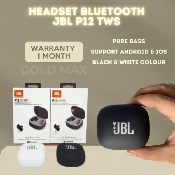 Unik HEADSEAT BLUETOOTH JBL P12 TWS WIRELESS EARPHONES JBL AIRPODS EARBUDS Murah
