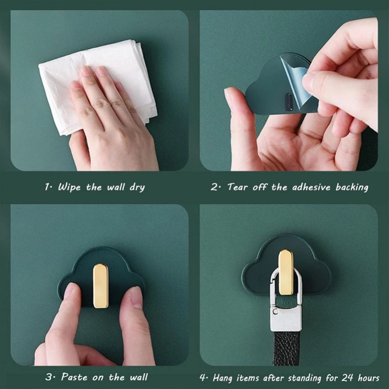 4pcs Gantungan Baju Hemat Ruang Kait Bentuk Awan Bebas Pukulan Beban Perlengkapan Penyimpanan Serba Serbi