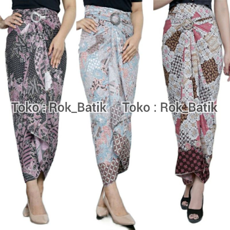 (50 Motif) Rok Lilit Batik Bawahan Kebaya Modern Rok Serut Batik Free Ring Kain Batik Floral Batik Couple Pasangan