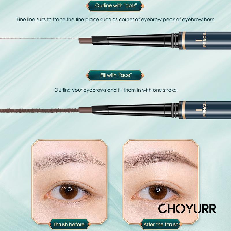 【COD】Pensil Alis Anti Keringat Waterproof / Pensil Alis Waterproof Long-Lasting / Eyebrow Pensil Double Head Spin Automati-CH