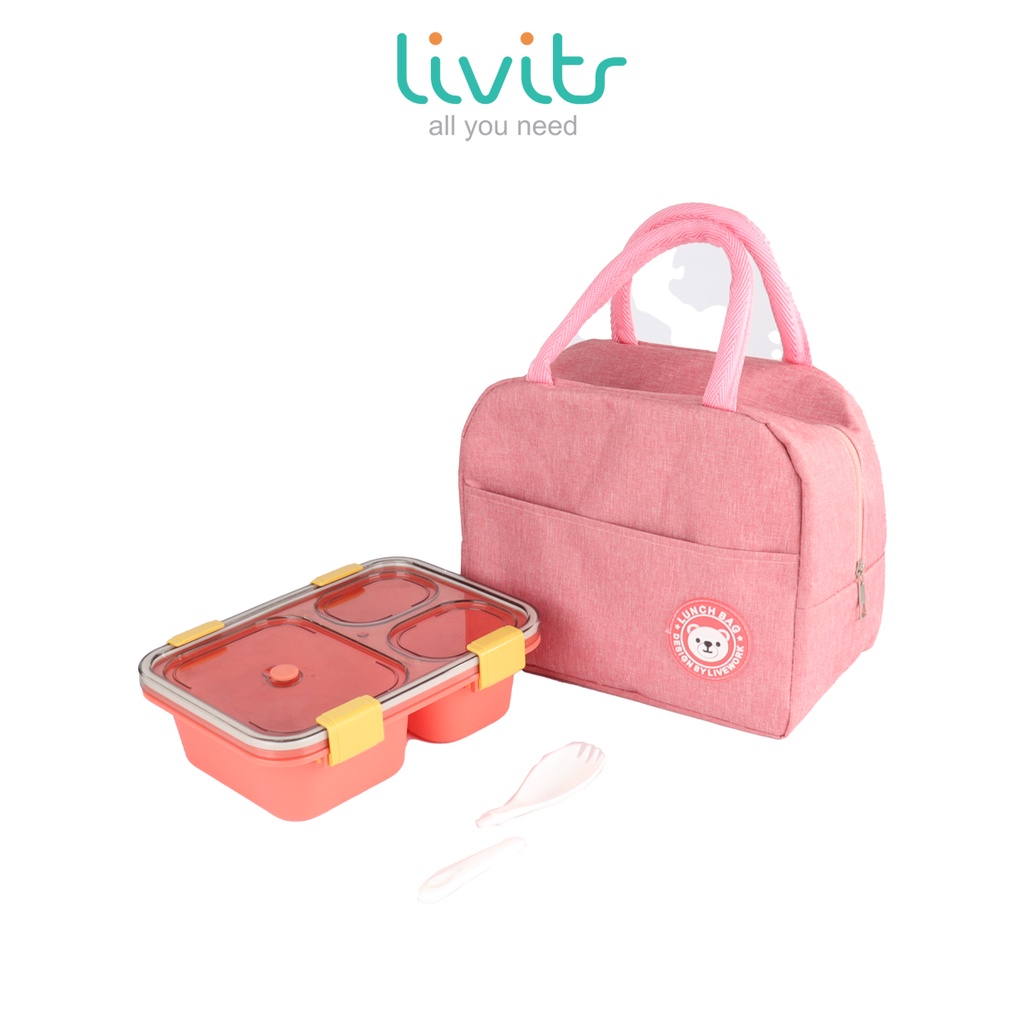 2IN1 KOTAK MAKAN SET !!! Lunch Box I Tempat Kotak Makan I Lunch Box 3 Sekat