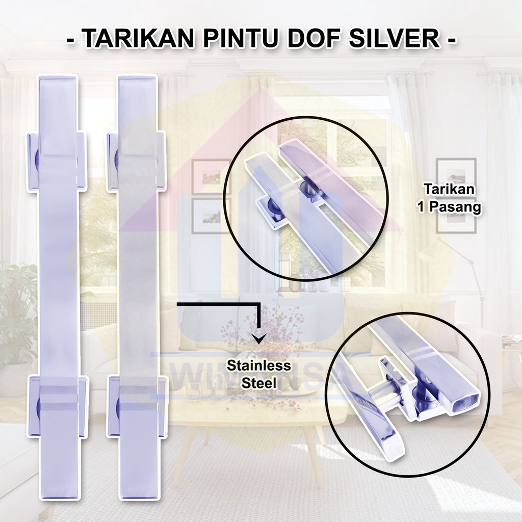 TARIKAN PINTU DOF SILVER - handle pintu kupu tarung - panjang 35 cm - minimalis moderen