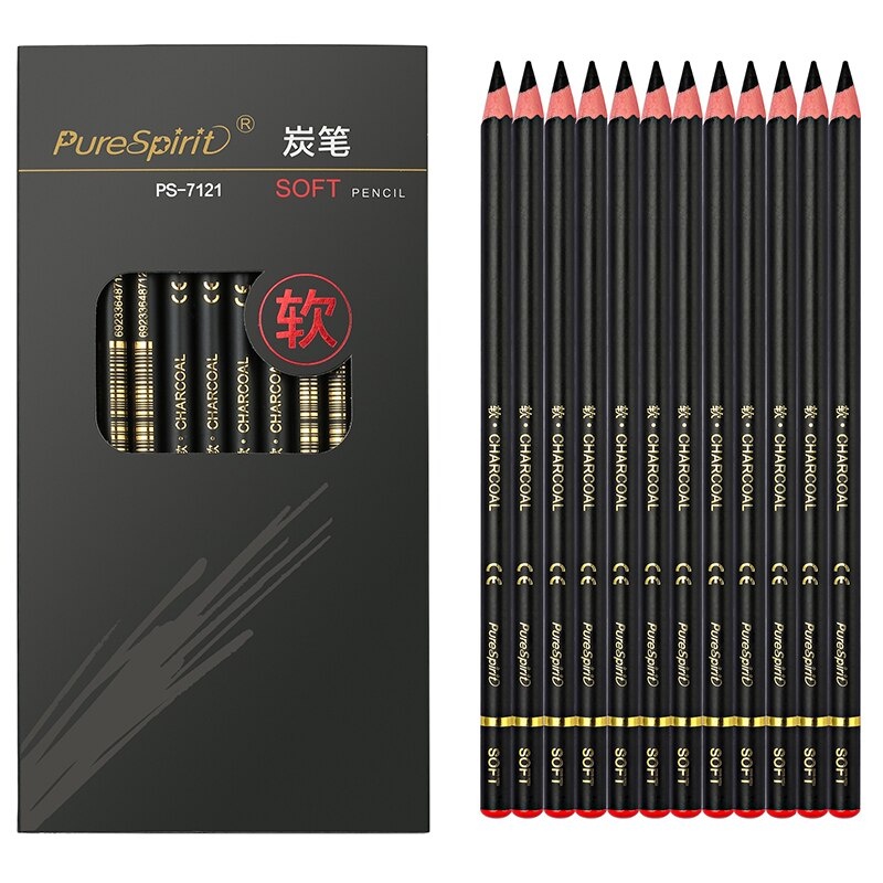 Triple W 12 PCS Charcoal Pencil Art Paint Pensil Arang Gambar Sketsa