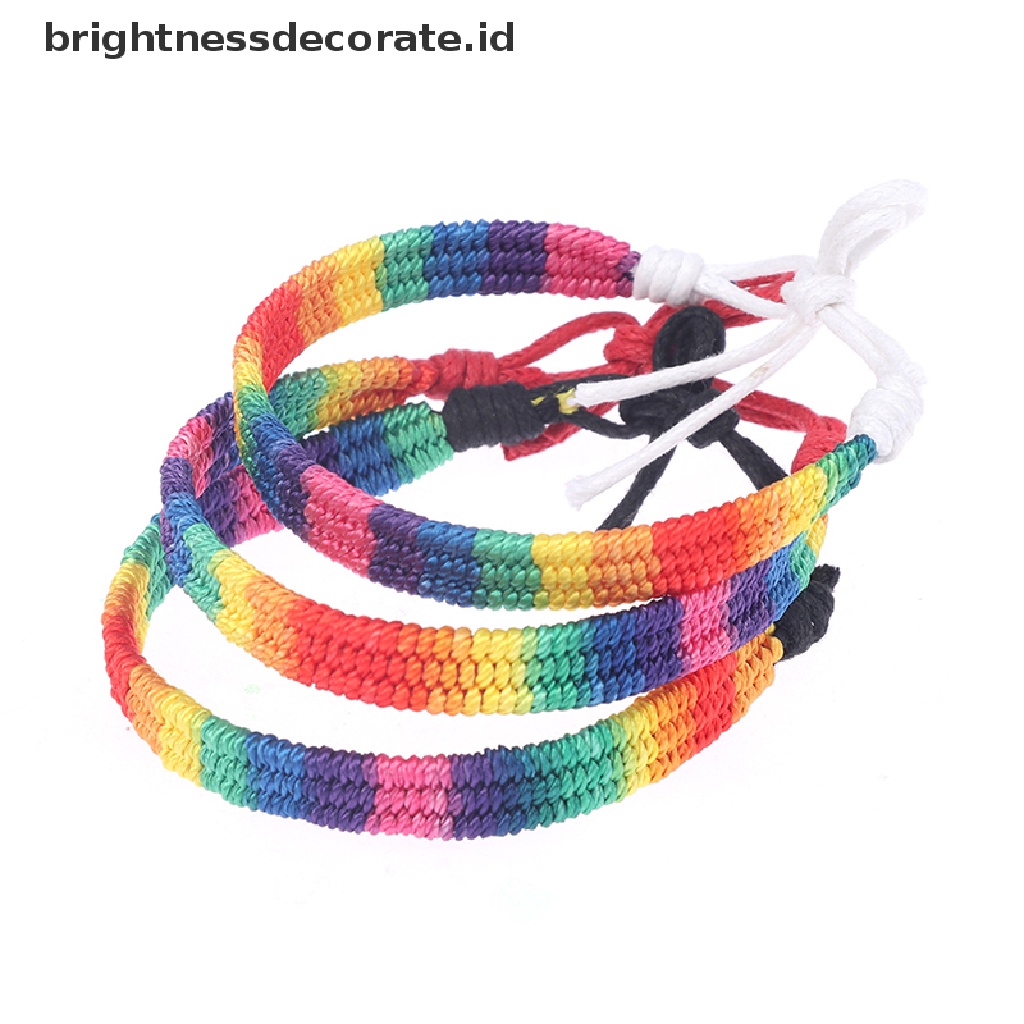 [Birth] Charm LGBT Gelang Tali Hujan Untuk Pasangan Pride Gay Wanita Pria Handmade Anyaman [ID]