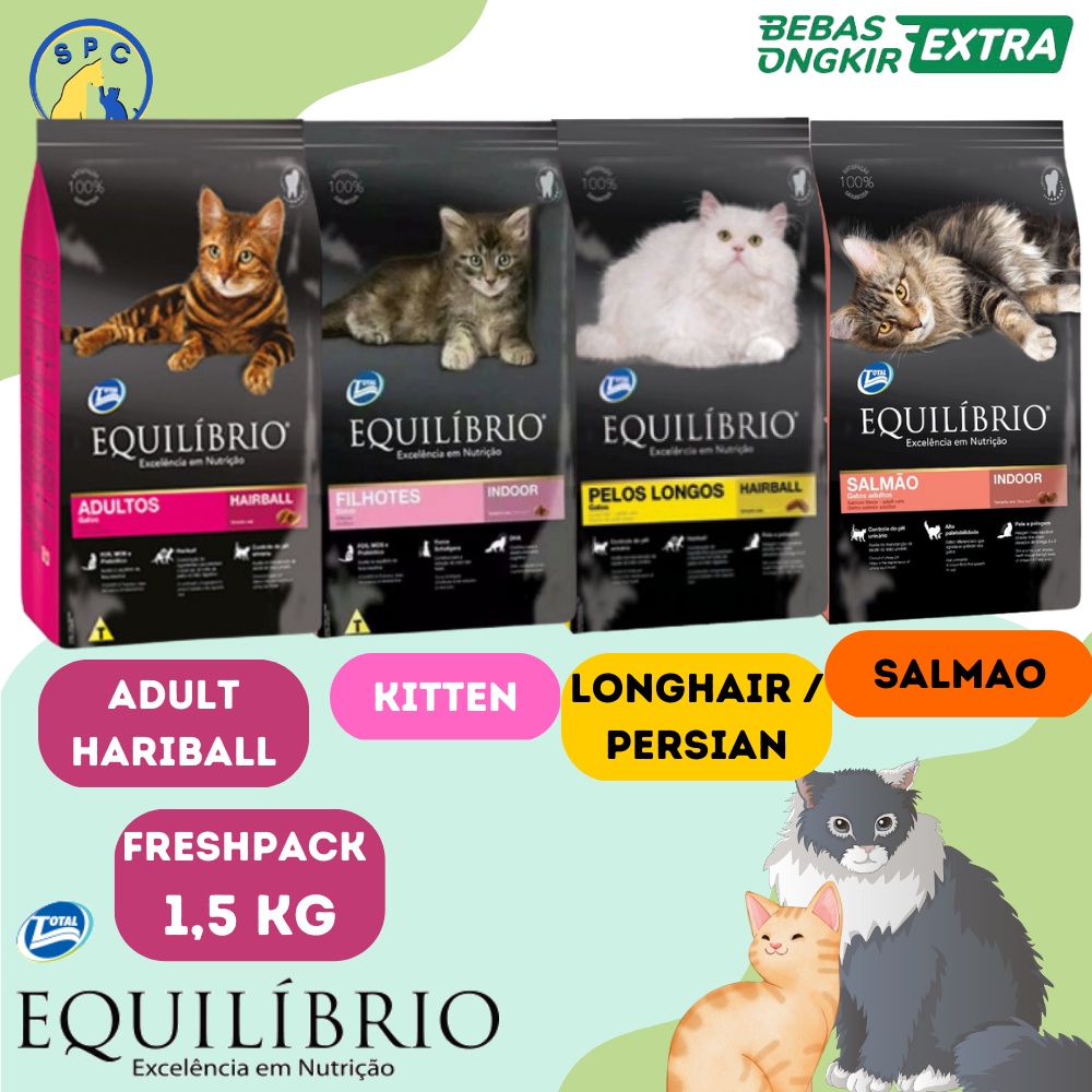 EQUILIBRIO Freshpack 1,5 Kg Equil Adult Hairball Kitten Salmao Persian All Varian