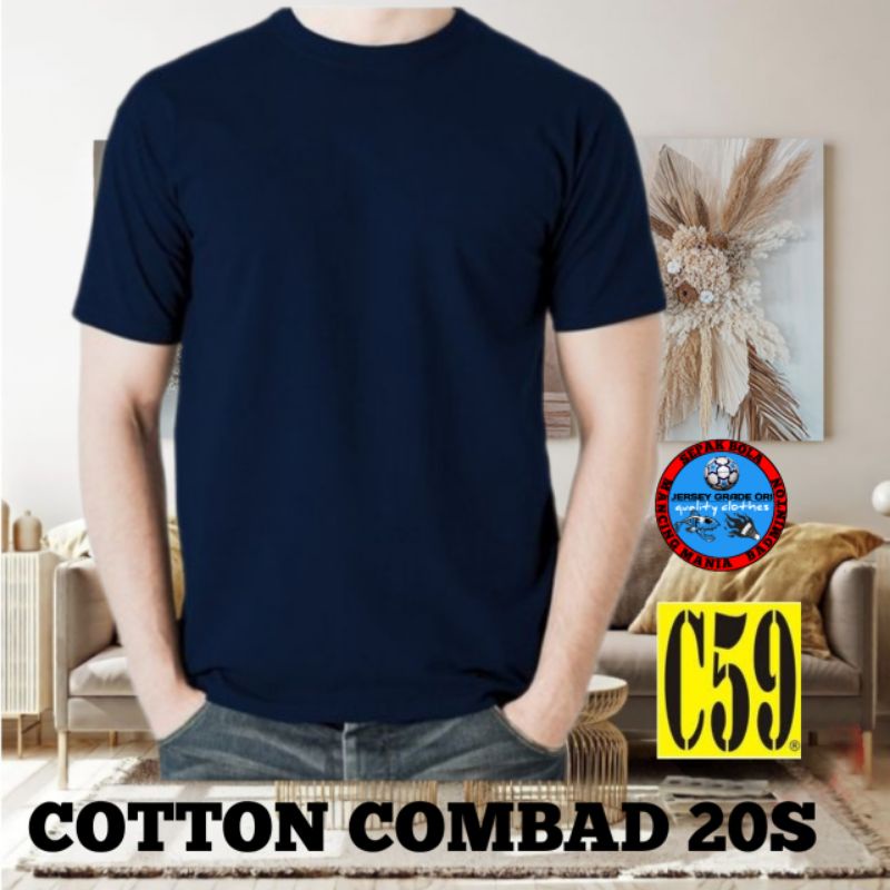 KAOS POLOS C59 cotton combad 20s NAVY Polos/Baju Pria Wanita kaos oblong Cotton Combad 20S /KAOS POL