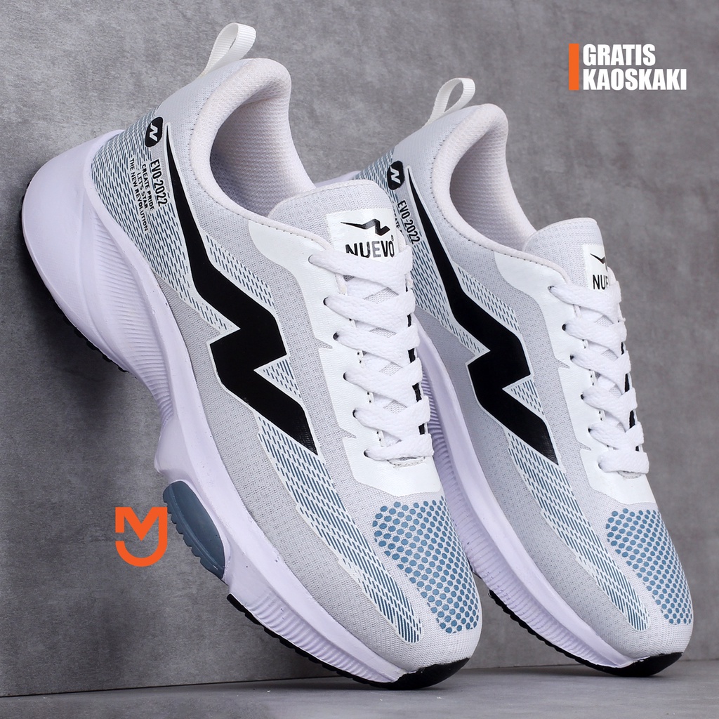 SEPATU PRIA OLAHRAGA NUEVO EVO 22 WOLF GREY ORIGINAL SNEAKERS RUNNING LARI JOGGING SPORT 2022