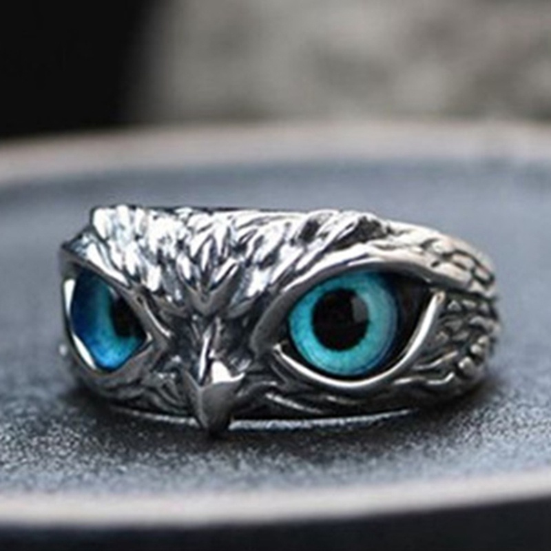 Cincin Mata Burung Hantu Setan Untuk Wanita Gadis Pecinta Retro Hewan925 Sterling Silver Rings