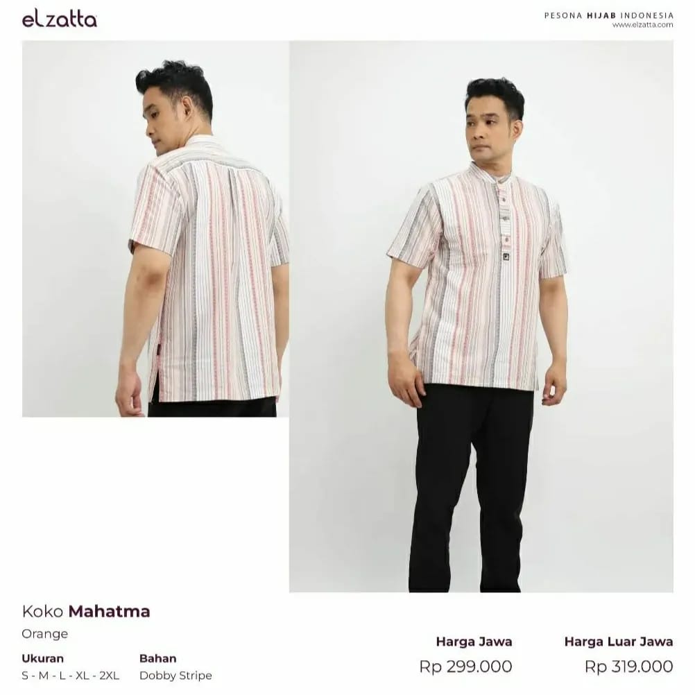 Atasan baju pakaian muslim pria Koko Mahatma peach orange elzatta