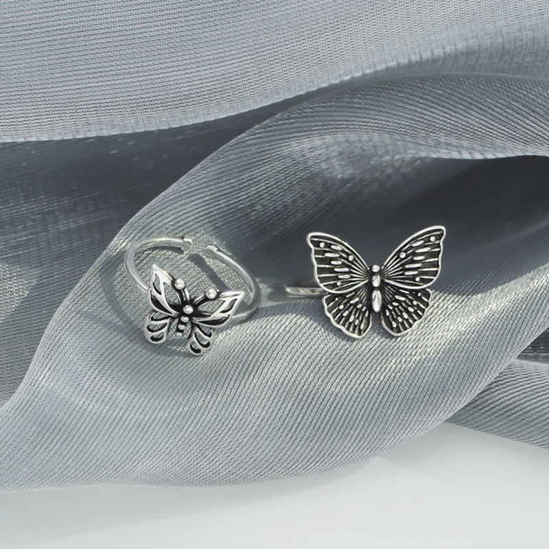 Gothic Vintage Berongga Kupu-Kupu Cincin Untuk Wanita Gadis Adjustable Rings Fashion Cocktail Pesta Statement Jewelry