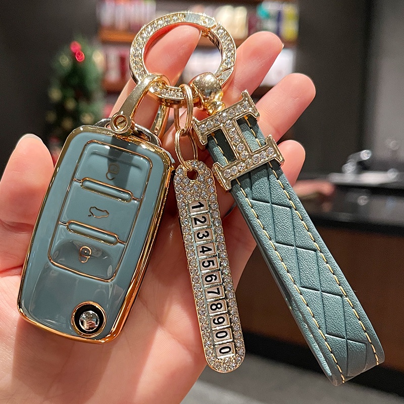 Case Pelindung Kunci Mobil Bahan TPU Motif Giok Untuk Volkswagen Polo Golf 6 5 4 Passat B6 B7 Beetle Skoda Octavia Tiguan Jetta