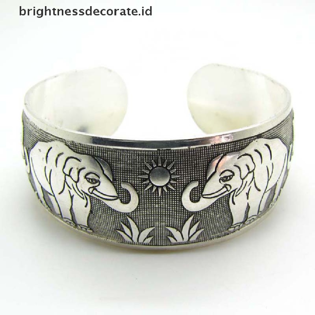 [Birth] Panas Wanita Baru Tibet Tibet Perak Totem Bangle Cuff Gelang [ID]