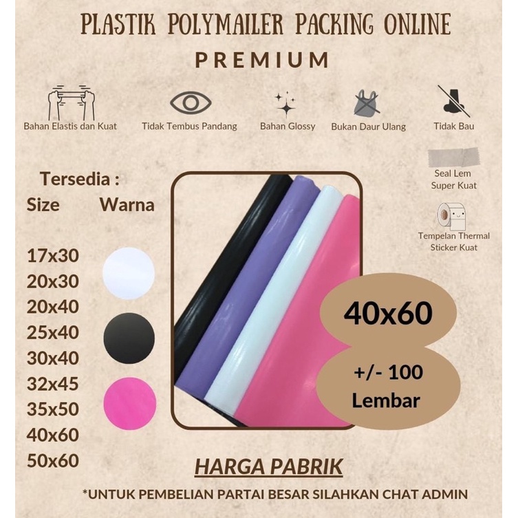 PREMIUM Polymailer 40x60 Polymailer Pink 40x60 100 lbr Polymailer Putih Polymailer Hitam 40 x 60 Amp