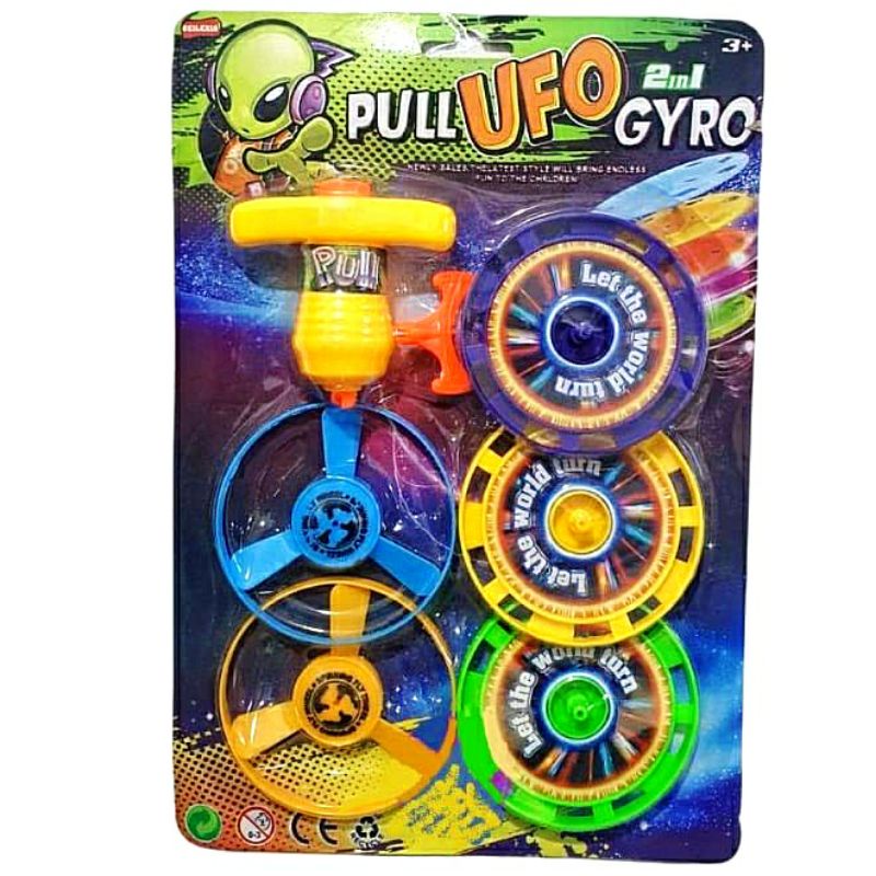 PULL UFO GYRO 2IN1 MAINAN ANAK GASING 2IN1 GASING PUTAR GASING TERBANG GASING TARIK SERBA SERBI BJM BANJARMASIN