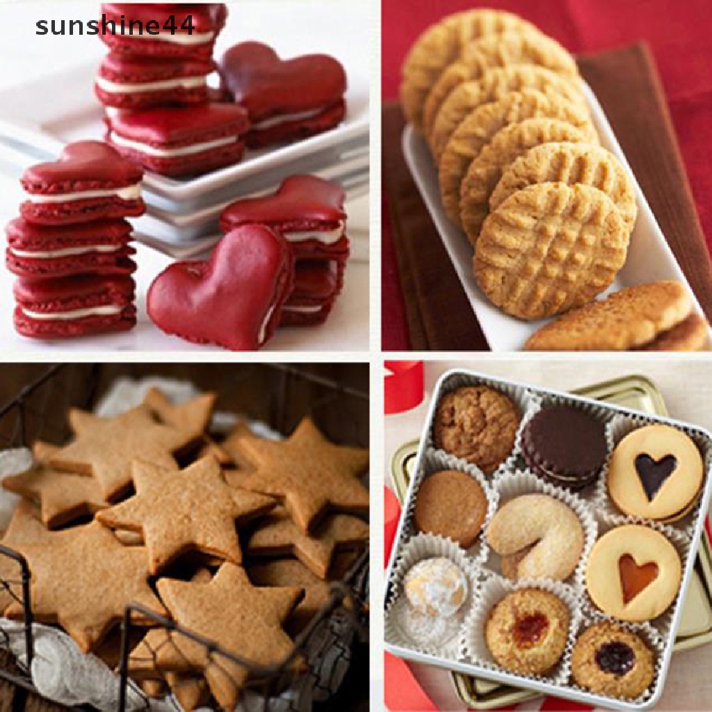 Sunshine 3Pcs/Set Cookie Sandwich Cutters Bentuk Geometri Cetakan Kue Kering Alat Baking.