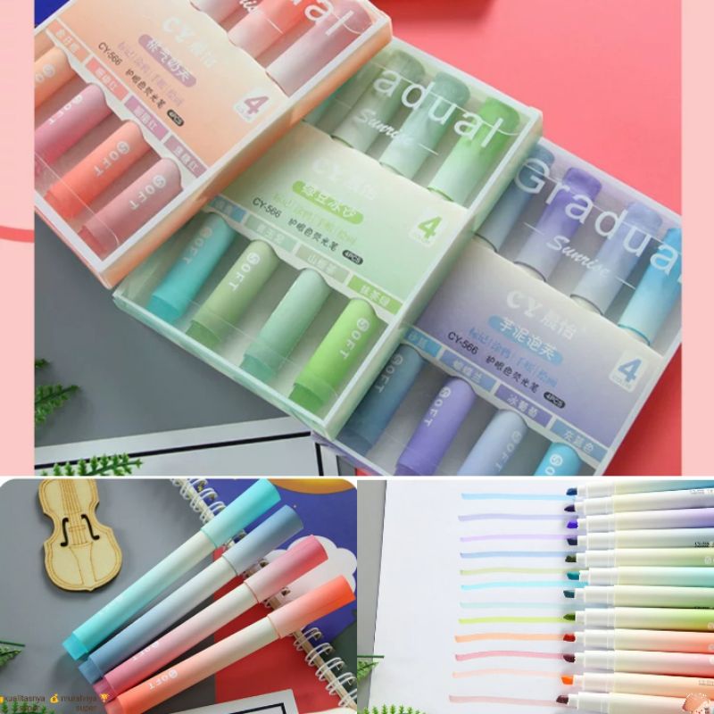 

stabilo 1set 4pcs | Pena stabilo Kotak | Highlighter Pen Warna