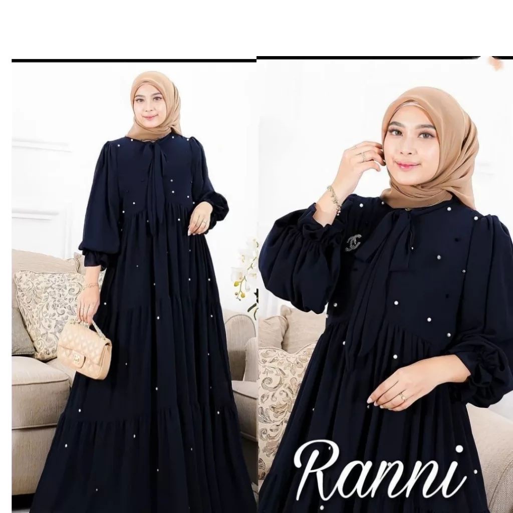 Ranni dress Gaun pesta muslimah Baju kondangan terbaru Gamis aplikasi mutiara mewah murah kekinian gamis 2023