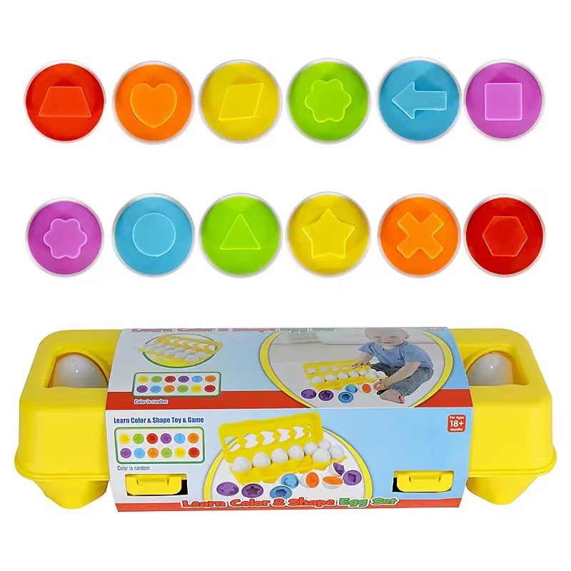 HZ Matching Egg 12pcs Egg Shape Puzzle Telur 12pcs Geometri Mencocokan Bentuk Telur