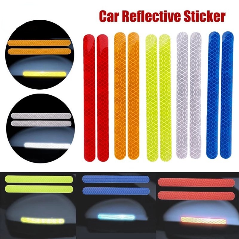 2pcs Pack Malam Mengemudi Keselamatan Peringatan Strip Reflektif Spion Mobil Reflex Tape Tape Tape Reflektif Tinggi Anti-Tabrakan Mobil Strip Reflektif Stiker Mobil