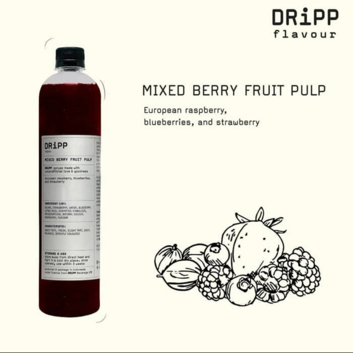 

DRIPP MIXED BERRY PULP SYRUP - SIRUP BUBUR BUAH MIXBERRY 760 ML