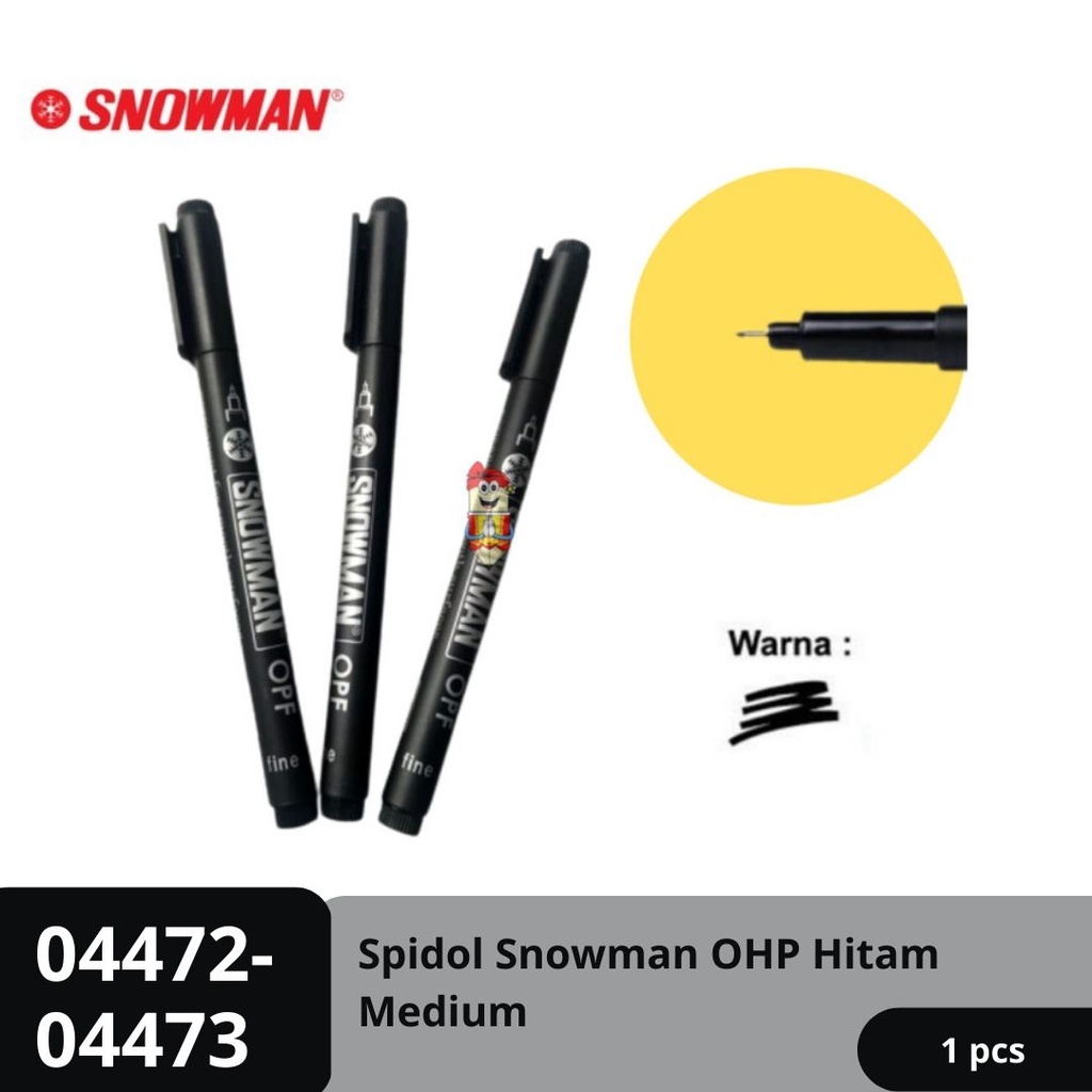 

Spidol Permanent Snowman OHP Marker OPF-1 Hitam 0.5 Pulpen Permanen