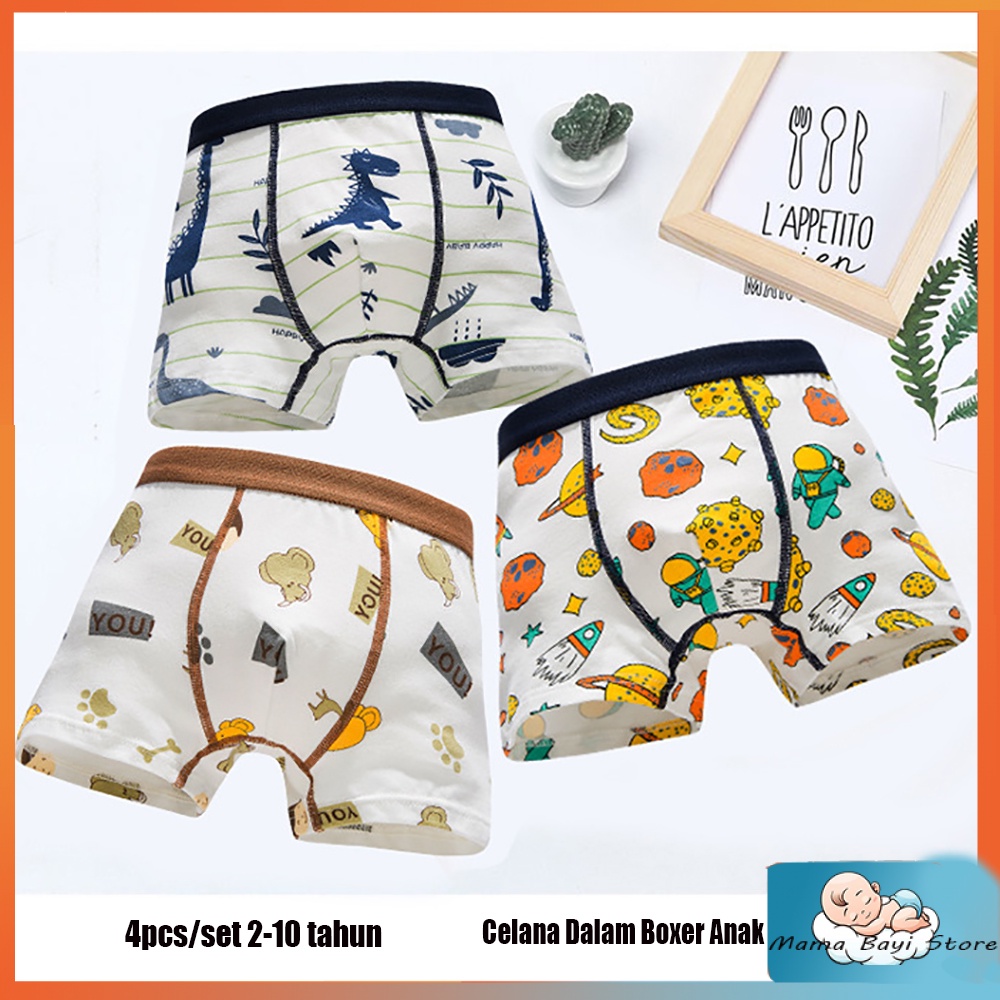 Qierra 100% Katun 2-10Tahun Celana Dalam Boxer Anak/ Boxer Anak Laki-laki