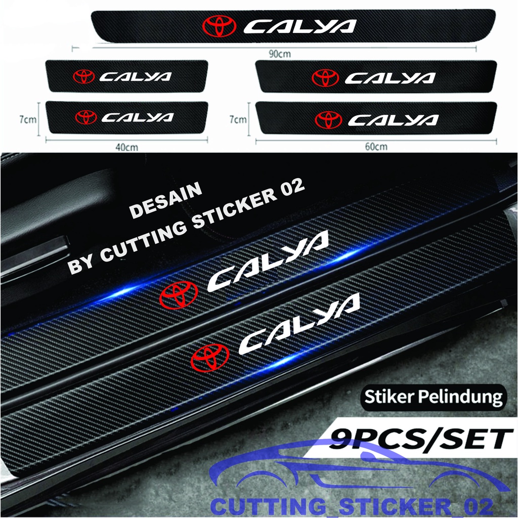 PROMO STICKER SILL PLATE KARBON 3D MOBIL CALYA STICKER CARBON 3D PIJAKAN BUMPER BAGASI MOBIL TOYOTA 