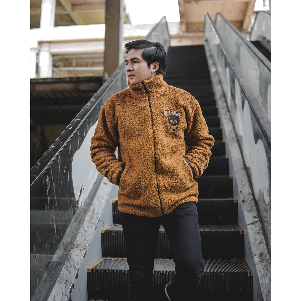 JAKET SHERPA BULE SKULL SMILE