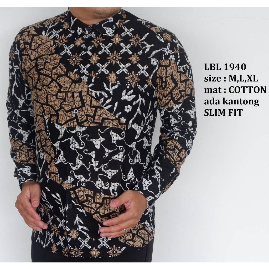 Baju Batik Pria Slimfit Kemeja Lengan Panjang Hem Slim Fit LBL 1940