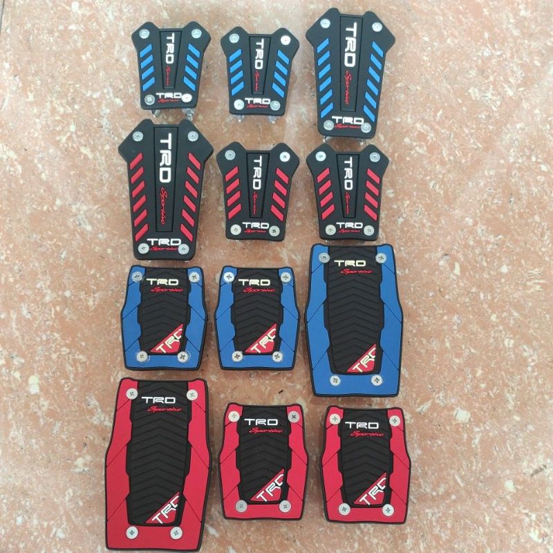 pedal gas pedal pad mobil manual 3 pcs biru merah universal