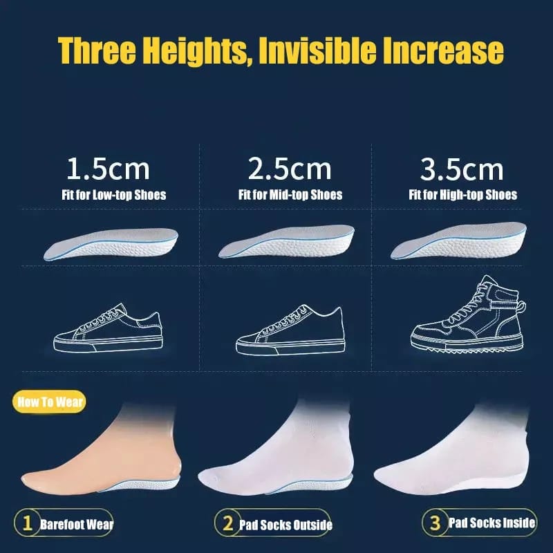 INSOLE PENINGGI BADAN INSTANT SOL SEPATU PENAMBAH TINGGI BADAN ALAS SEPATU TUMIT KAKI