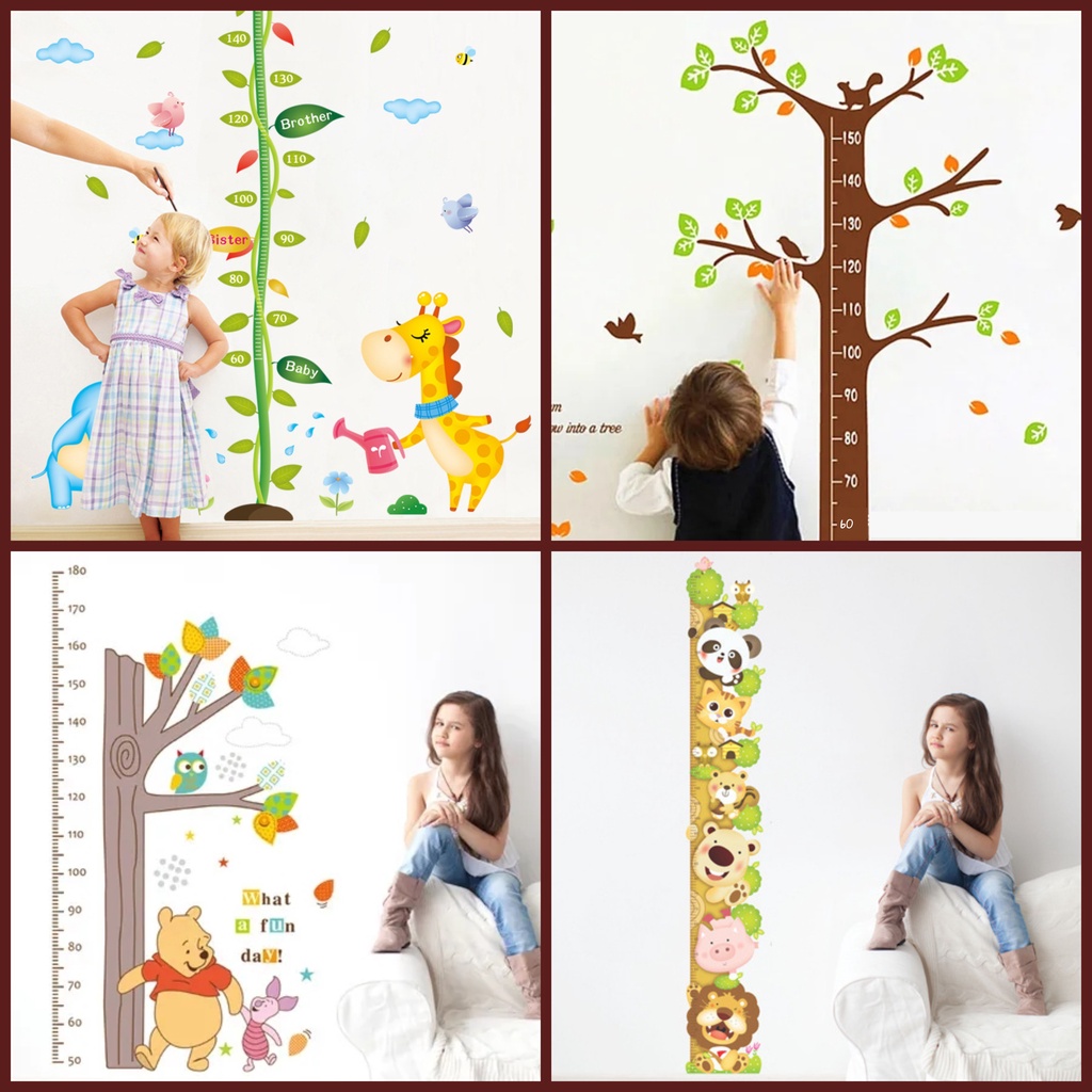 RELIZA WALL STICKER PENGUKUR TINGGI BADAN ANAK HEWAN GROW UP ANIMAL STIKER DINDING LDR29