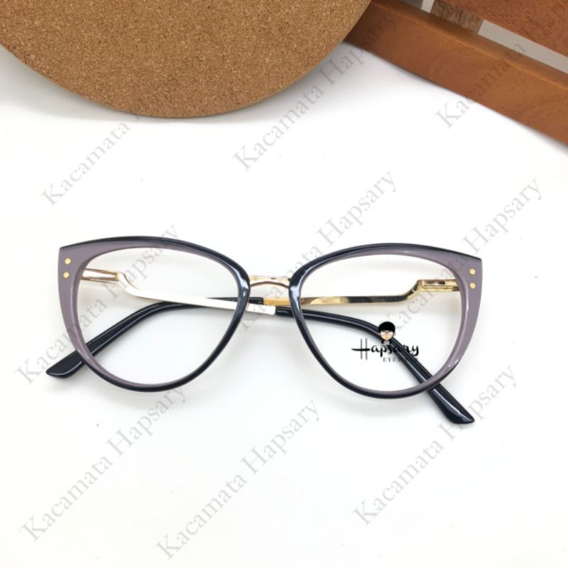 Frame Kacamata Wanita Minus Antiradiasi Terbaru 87044 Paket Lensa Minus Cylinder dan Plus Anti UV Photocromic &amp; Blueray