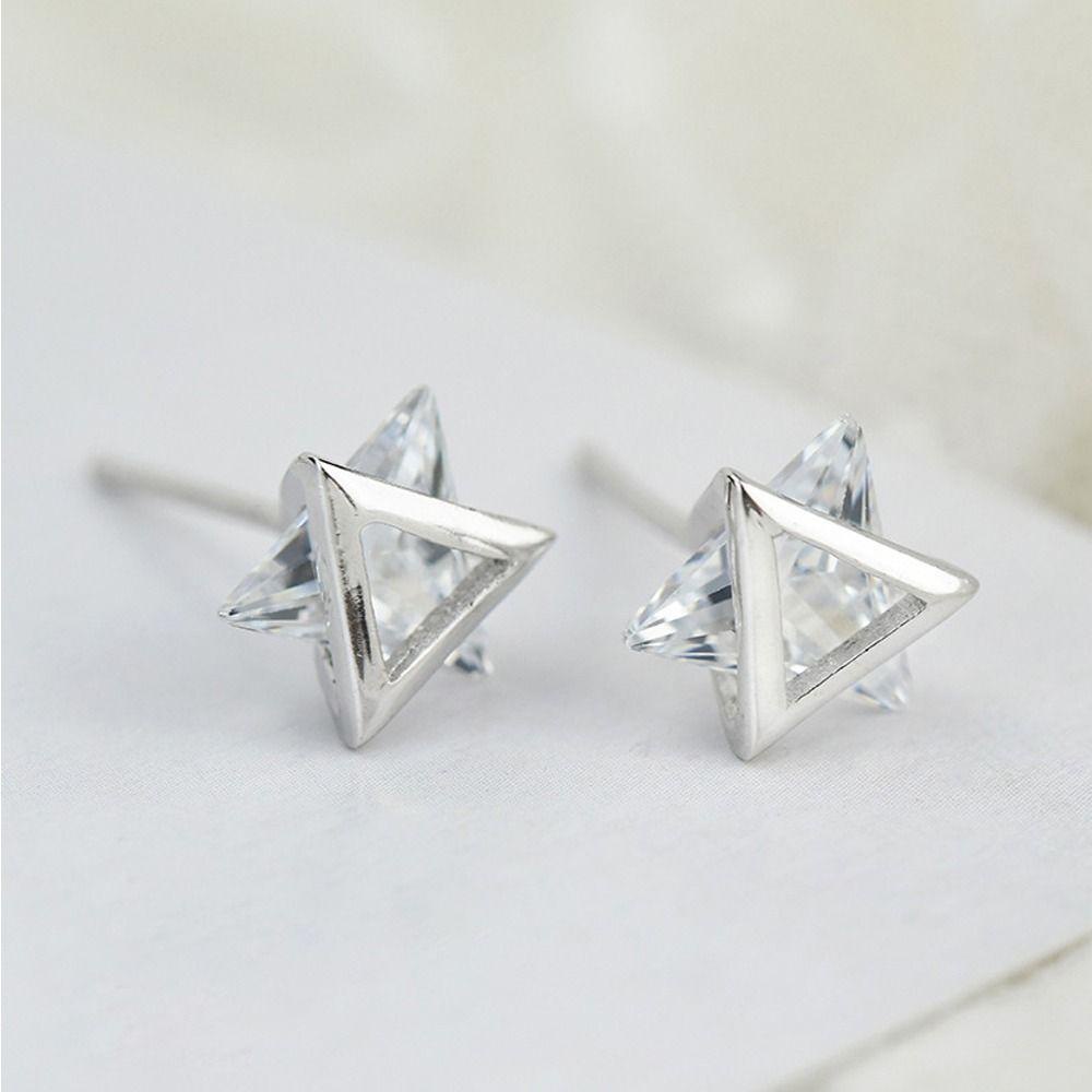 Needway   Wanita Anting Serbaguna Halus Sederhana Perhiasan Fashion Segitiga Gadis Hadiah Geometris Zirkon Gaya Korea Earrings