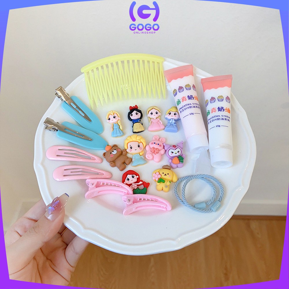 GOGO-C776 Jepit Rambut DIY Set With Clay Decorating Hair Pin Korean Style / Menghias Jepitan Karet Aksesoris Rambut Anak dengan Cream Import